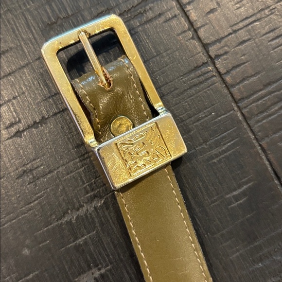 Vintage Anne Klein Olive Green Leather Gold Tone Women’s Belt Size Large main image 5